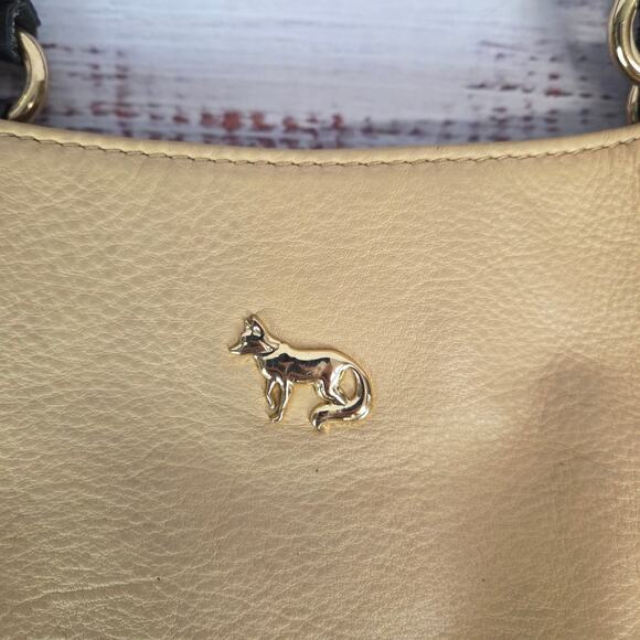 Emma Fox Black Tan Leather Top Dual Handle Satchel Purse Timeless Designer Bag - Picture 6 of 13